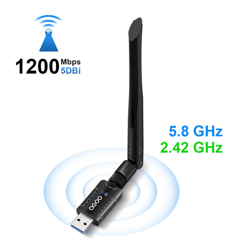 USB WiFi Adapter 1200Mbps Techkey USB 3.0 WiFi Dongle 802.11 ac Wireless  Network Adapter with Dual Band 2.42GHz/300Mbps 5.8GHz/866Mbps 5dBi High  Gain
