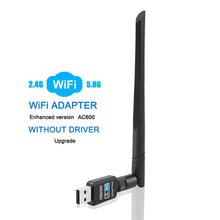 QGOO WiFi Adapter ac600Mbps，Wireless USB Adapter 2.42GHz/5.8GHz Dual Band 802.11 ac Network LAN Card for Desktop Laptop PC Support Windows 10/8.1/8/7/XP/Vista/Mac OS10.6-10.15 (Without Drive)