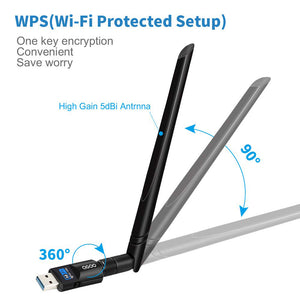 USB Wifi Adapter 1200Mbps QGOO USB 3.0 Wifi Dongle 802.11 ac Wireless Network Adapter with Dual Band 2.42GHz/300Mbps 5.8GHz/866Mbps 5dBi High Gain Antenna for Desktop Windows XP/Vista/7/8/10 Linux Mac