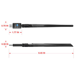 QGOO WiFi Adapter ac600Mbps，Wireless USB Adapter 2.42GHz/5.8GHz Dual Band 802.11 ac Network LAN Card for Desktop Laptop PC Support Windows 10/8.1/8/7/XP/Vista/Mac OS10.6-10.15 (Without Drive)